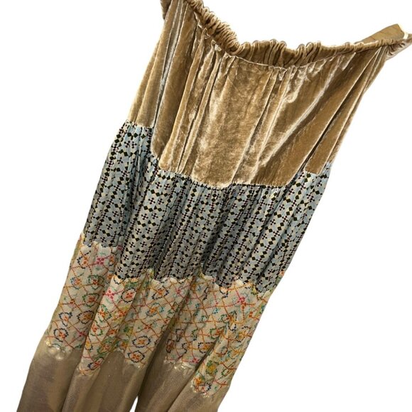 mimi liberte michel klein gold foil velvet ethnic print patchwork maxi s… - Picture 4 of 9
